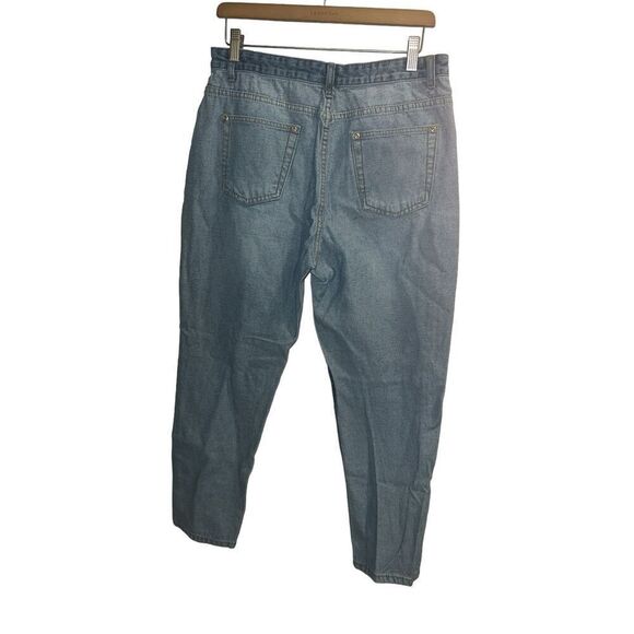 ✨Nasty Gal High Rise Inside Out Blue Wash Contrast Tapered Leg Mom Sz 8 Jeans✨ - Picture 5 of 8